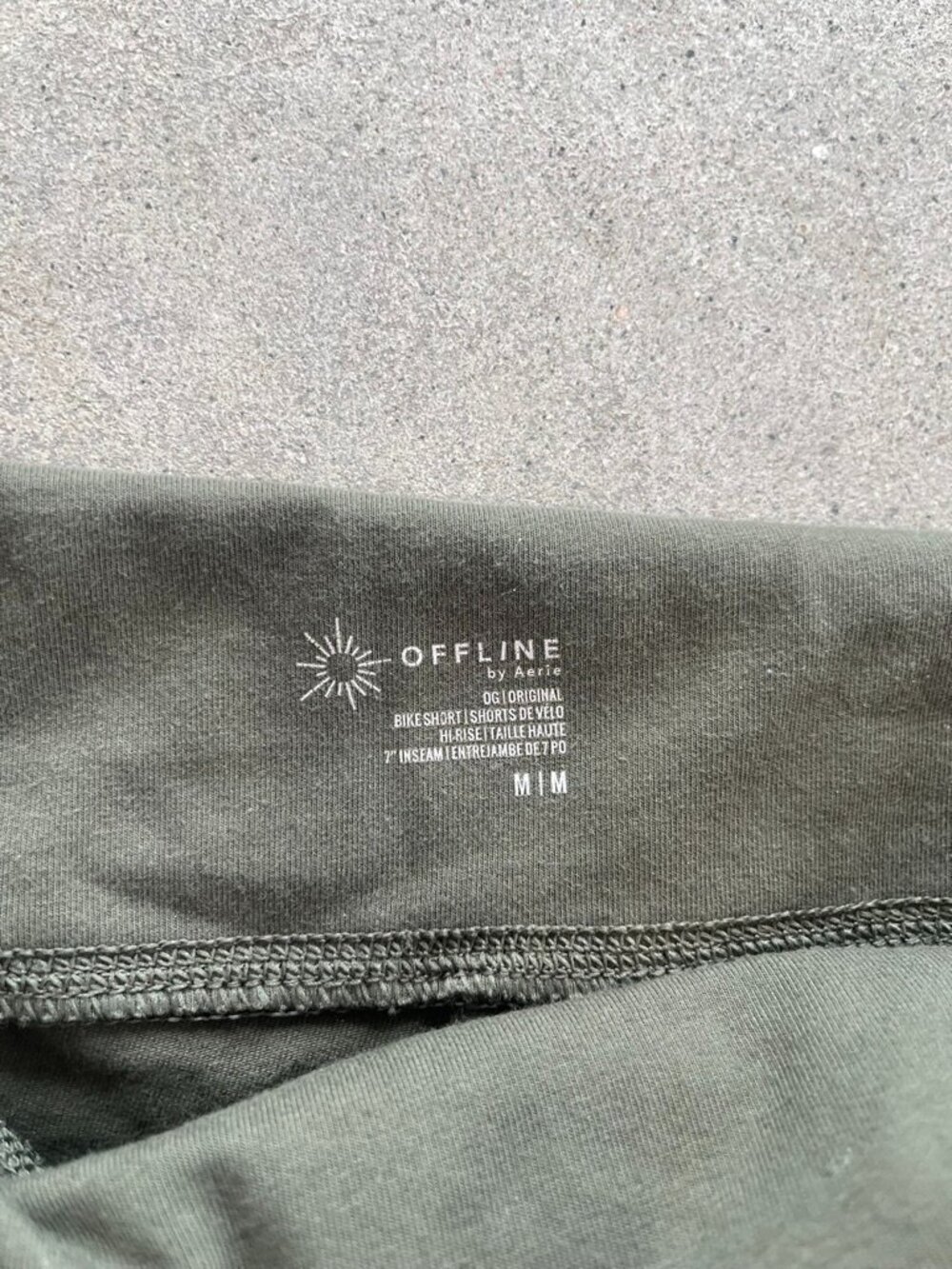 Aerie Offline Biker Shorts Size M Olive Green High Rise Pockets Athleisure - Picture 4 of 5